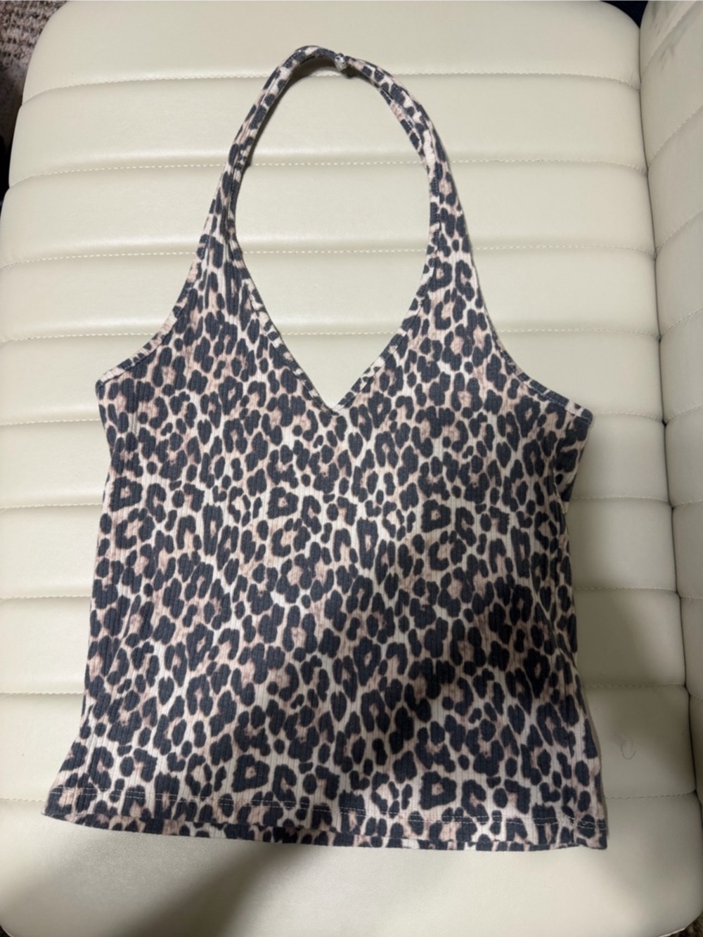 American Eagle AE Leopard Print Halter Tank Top Brown & Black